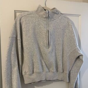 Abercrombie & Fitch Light Gray Half-Zip Sweater